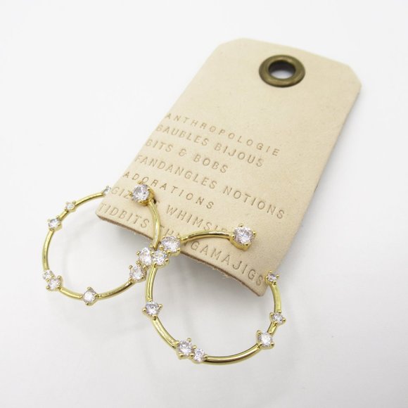 Anthropologie Delicate Crystal Circle Hoop Earrings - Picture 3 of 5